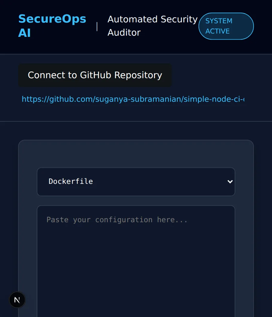 SecureOps Dashboard app screenshot