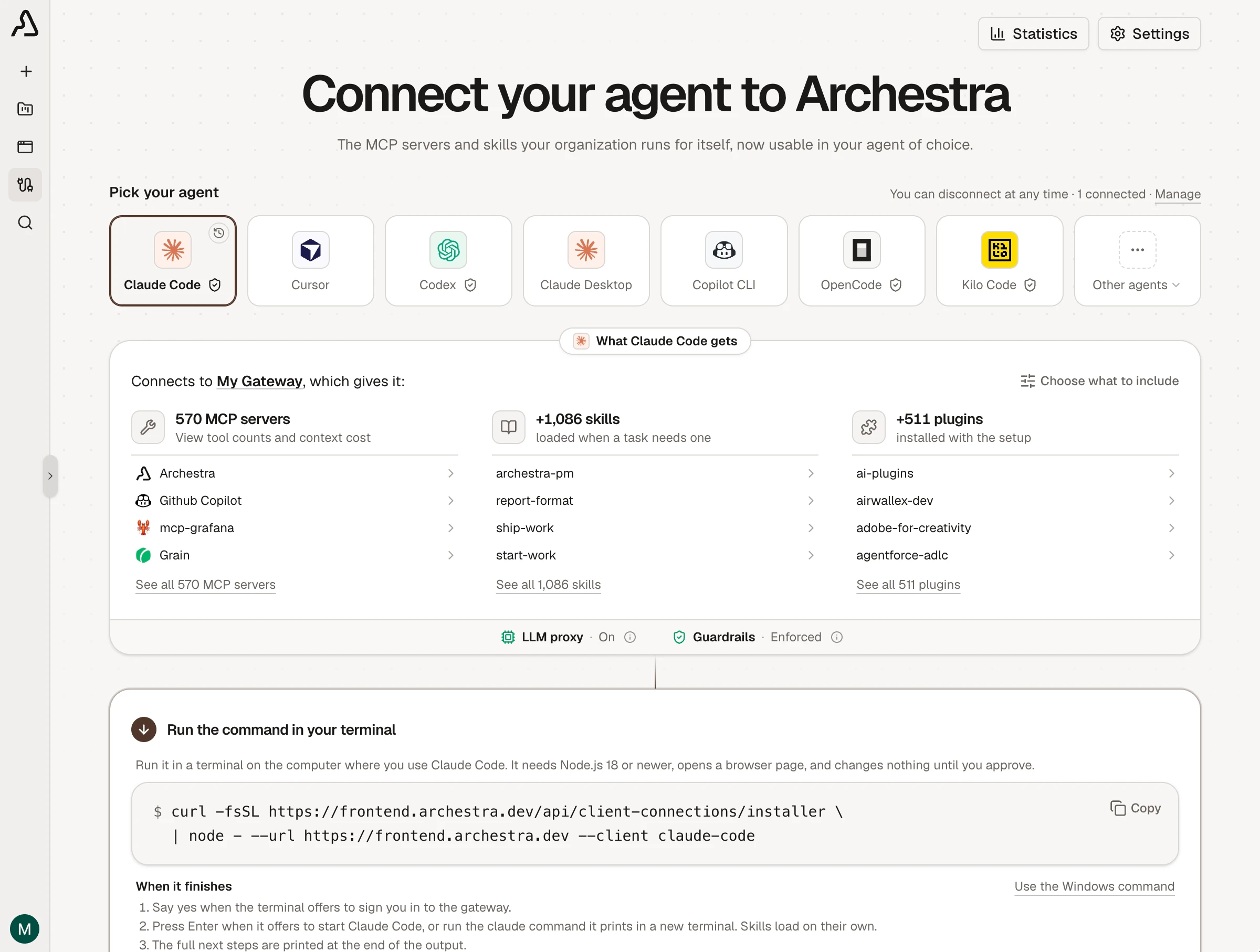 The Connect Page in Archestra