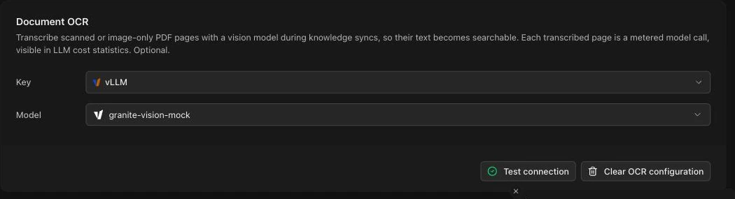 Document OCR card in Settings > Knowledge